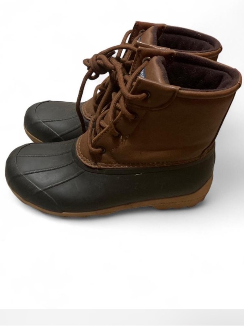 Sperry Duck Boots Brown and Black Waterproof Lace-Up Boys